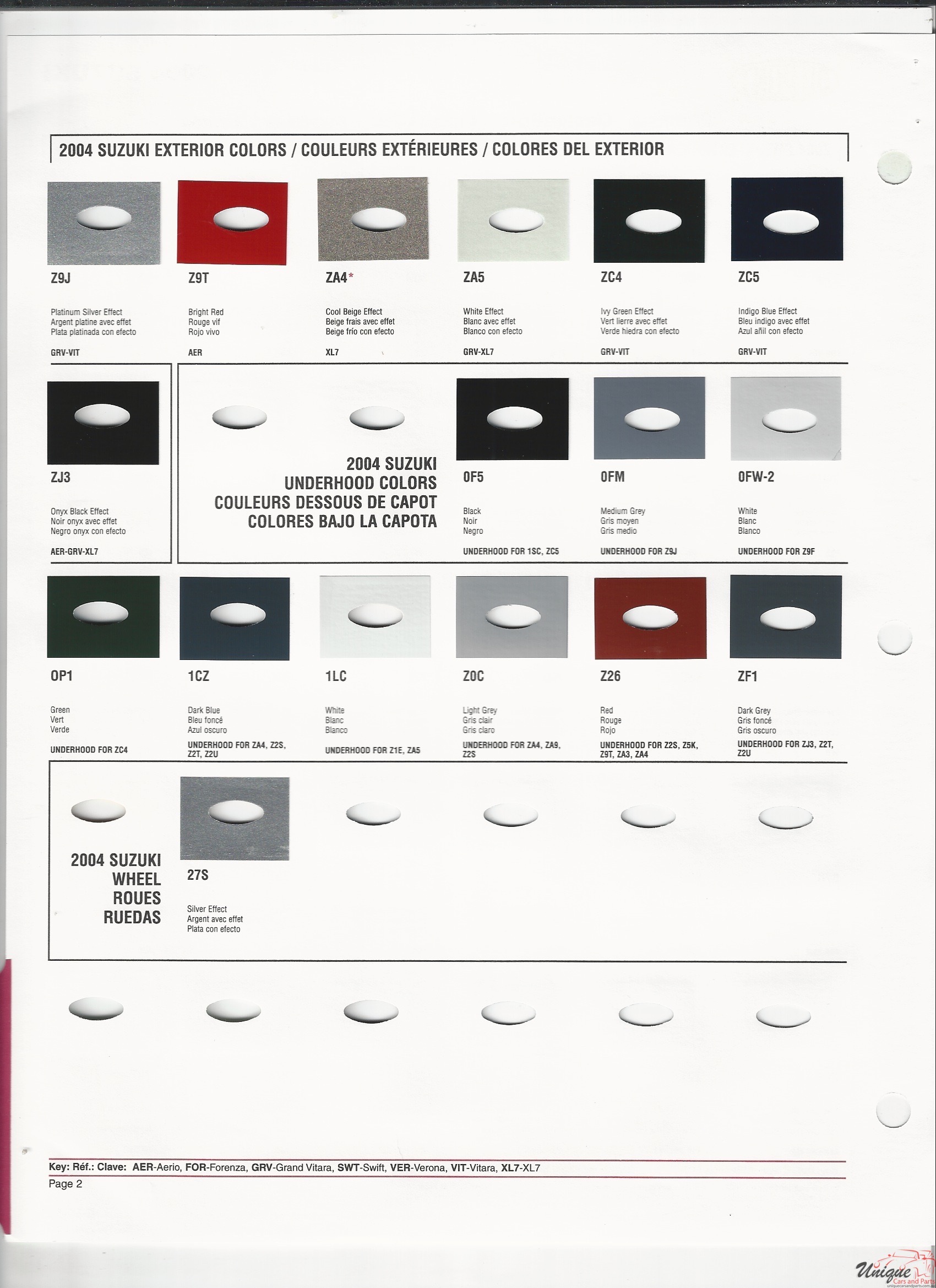 Suzuki Paint Chart Color Reference