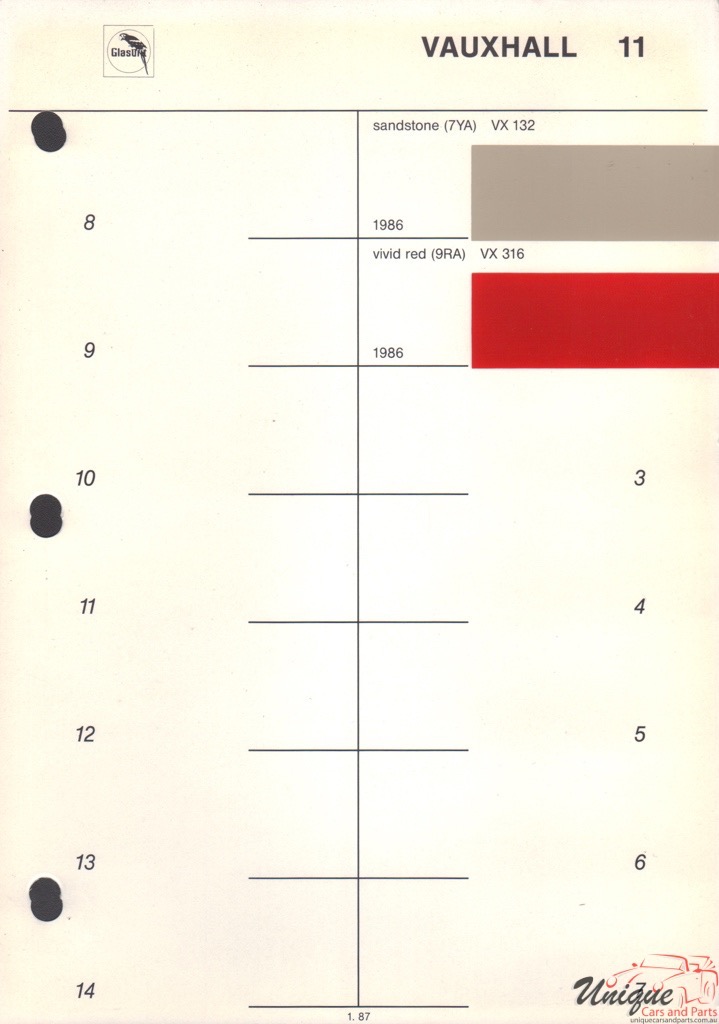 Vauxhall Mokka Colour Chart