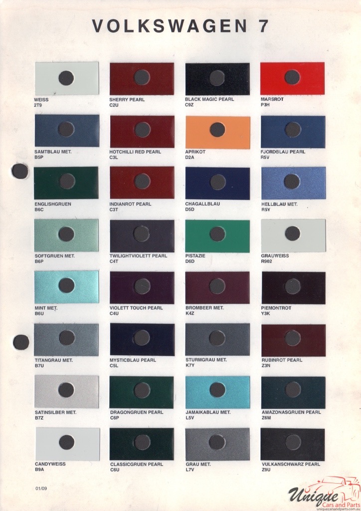 Volkswagen Paint Chart Color Reference