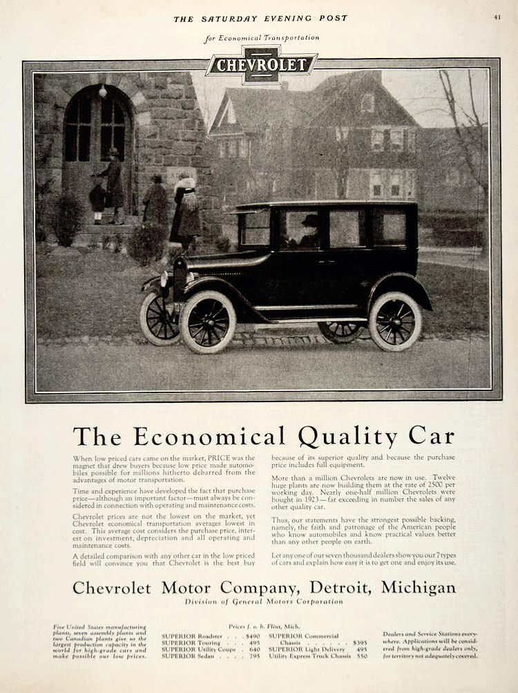 American Automobile Advertising published by Chevrolet in 1924