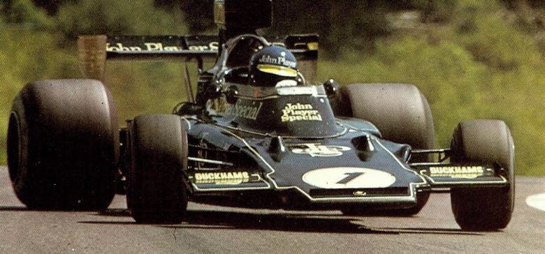 Ronnie Peterson heading for victory in his John Player Special Lotus 72 in France, 1974